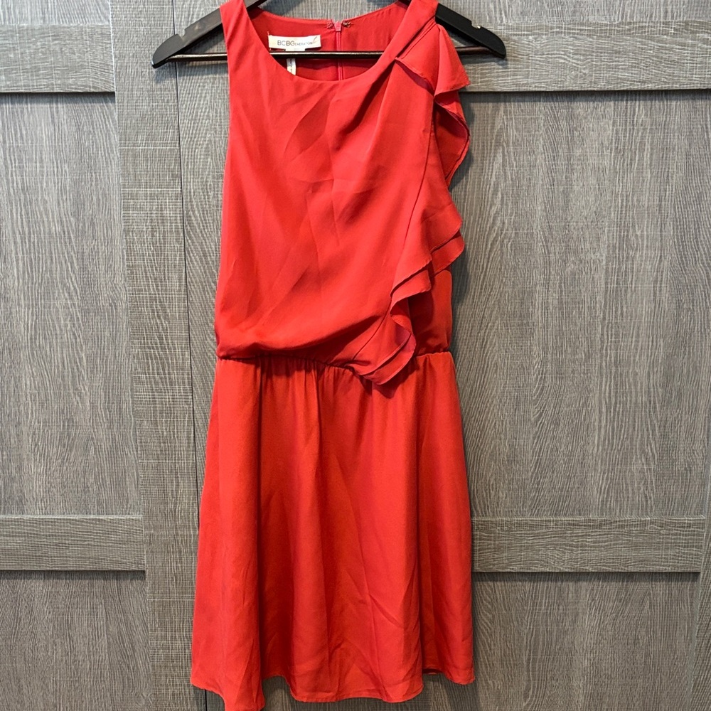BCBGeneration One Shoulder Burnt Orange Dress
